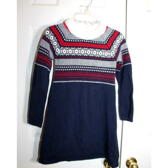 Gymboree Girl's Navy Blue Fair Isle Sweater Dress sz 7 - Picture 1 of 3
